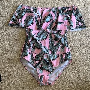 Pink palm swim suit